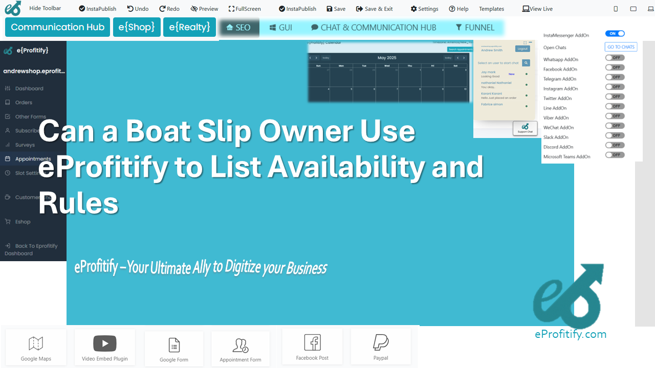 Can a Boat Slip Owner Use eProfitify to List Availability and Rules